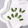 Mirror Metal Green Press on Medium Short Square Chrome Glazed