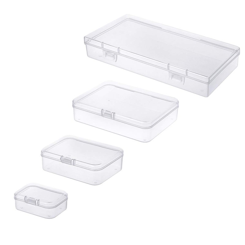 Goodma 24 Pieces Mixed Sizes Rectangular Empty Mini Clear Plastic