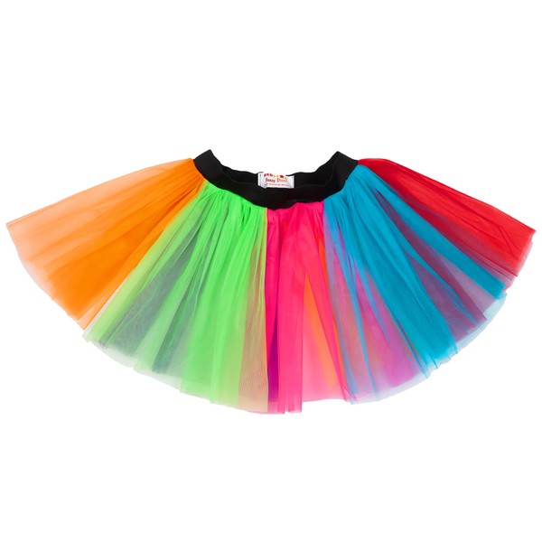 REDSTAR FANCY DRESS Ladies Neon Tutu Skirt 80s Party Outfit Hen Party Running Costume 1980s (8-12 UK, Rainbow)