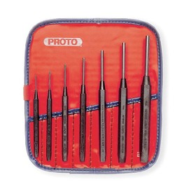 Proto - J47A - 4-1/8, 4-1/2, 4-3/4, 5, 5-1/4, 5-1/2, 5-3/4 S2 Steel Drive Pin Punch Set; Number of Pieces: 7