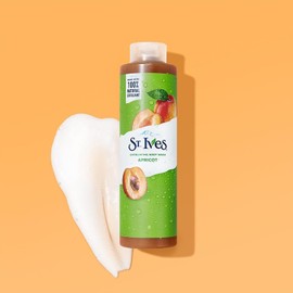 St. Ives Gel de ducha exfoliante de albaricoque para mujer, extractos 100% naturales, libre de crueldad, sin parabenos, 16.0 fl oz, blanco