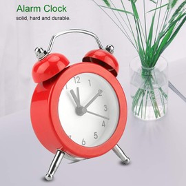 Natudeco Metal Bell Alarm Clock Classic Analog Alarm Clock Vintage Portable Desktop Metal Alarm Clock Retro Decor Mini Alarm Clock for Home(Red)