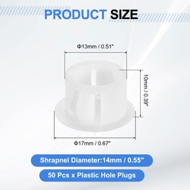 uxcell 50Pcs Plastic Hole Plugs, 13mm(1/2") Flush Type Panel Plugs, Round Snap Knockout Locking Plugs for Furniture Insert End Caps Panels, White