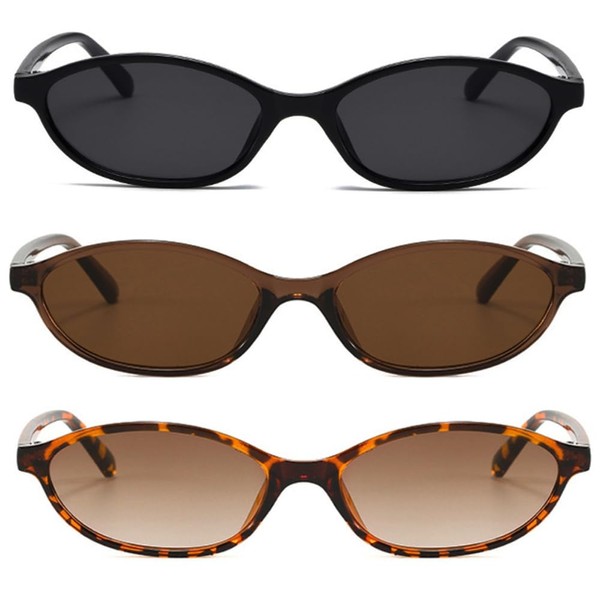 BAODAREN Retro Oval Cat Eye Sunglasses for Women Trendy Small