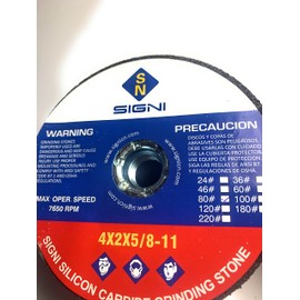SIGNI 4 inch Silicon Carbide Grinding Stone with 5/8 Arbor for Grinding Masonry (80 Grit)