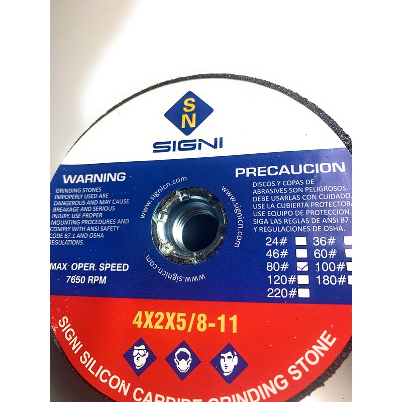SIGNI 4 inch Silicon Carbide Grinding Stone with 5/8 Arbor