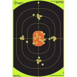 Splatterburst Targets - 12 x 18 inch Bullseye Splatter Target - Easily See Your Shots Burst Bright Fluorescent Yellow Upon Impact - Made in USA (10 Pack)
