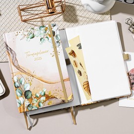 2025 Diary - A5 Calendar 2025 from January 2025 to Dzember 2025, Weekly Planner 2025 with Inner Pocket, Elastic Closure, Golden