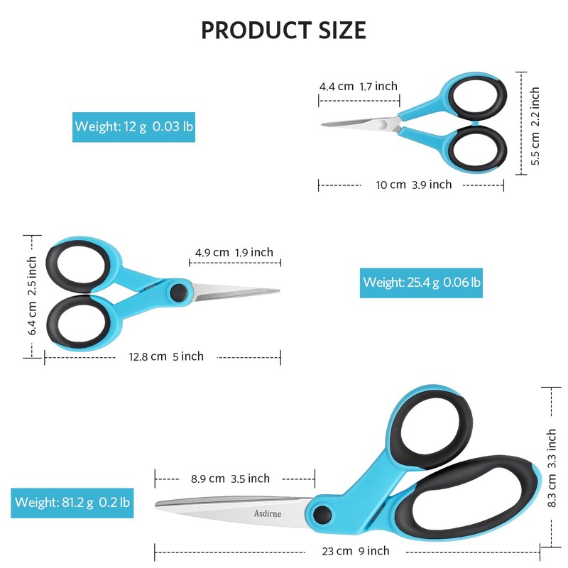 Asdirne Fabric Scissors Set - Sharp Stainless Steel Blade and