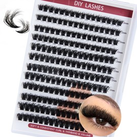 DIY Lash Clusters 320 Pcs Eyelash Extensions 200D Eyelash Clusters Natural Look Wispy Lashes D Curl -16mm Cluster Lashes Individual Lashes Thin Band & Soft