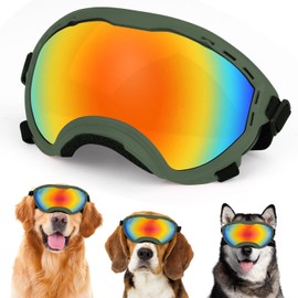 Dog Goggles,UV Protection Dog Sunglasses for Medium-Large Breed,Dogs Eye Protection with Adjustable Strap (Army Green)