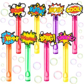 Hero Party Favors for Kids – 24PCS POW BAM ZAP Bubble Wands, Great for Birthday Supplies, Piñata Fillers, Goodie Bags & Classroom Rewards