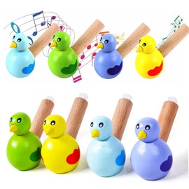 DMZK Pack of 15 Wooden Whistles Children, Wooden Bird Whistle Cartoon Toy for Children Early Education Parent-Child Student Gift Toy (Random Colour)