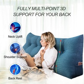 WOWMAX Large Bolster Triangular Positioning Support Reading Backrest Wedge Pillow Headboard Pillow for Day Bed Bunk Bed with Removable Cover, Gifts for Mom, Lime Green California King