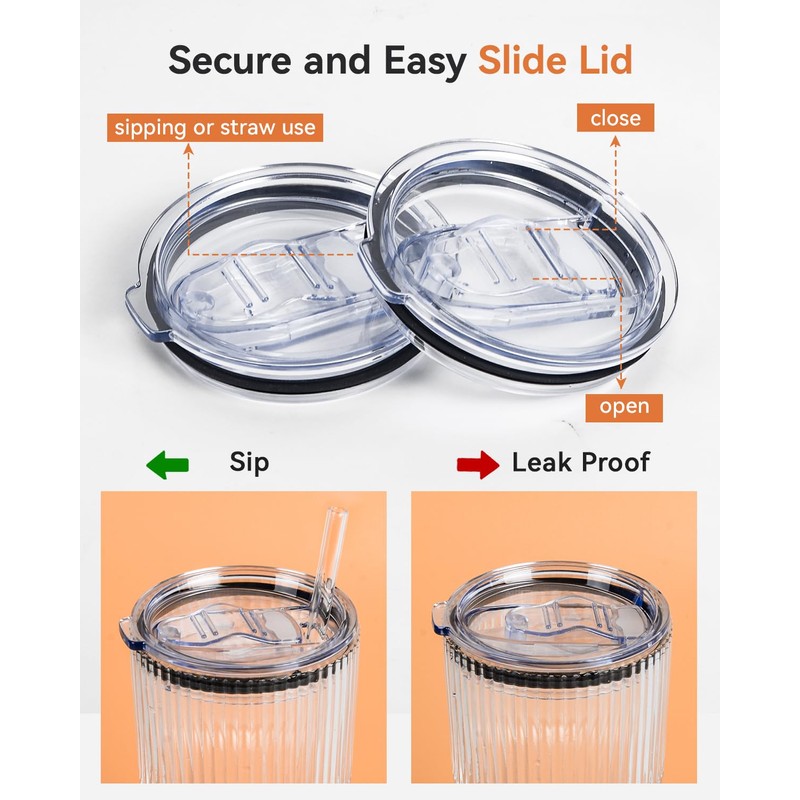 SUNRAYNEST Replacement Lids for 20 oz Tumblers, 2 Pack, Splash-Resistant