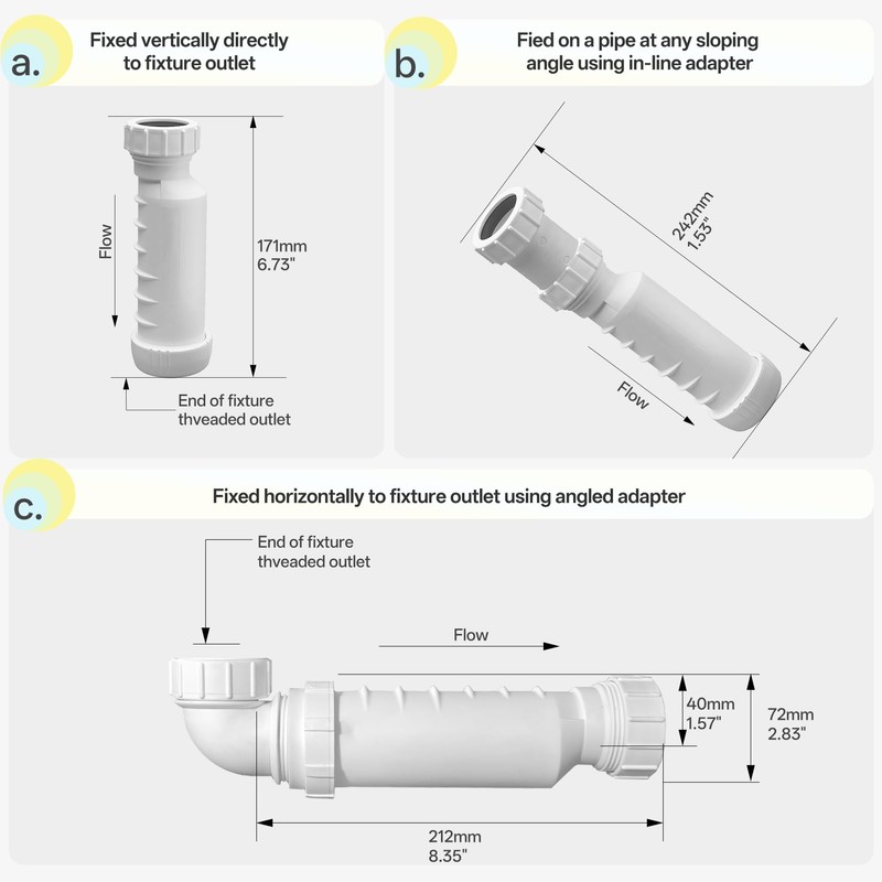 Self-Sealing Waterless P Trap 1-1/2", One Way Sanitary HepvO Waste