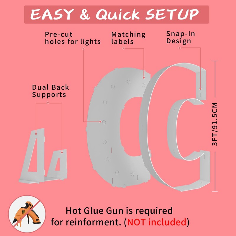 3FT Marquee Light Up Letters C, Big Marquee Letter for