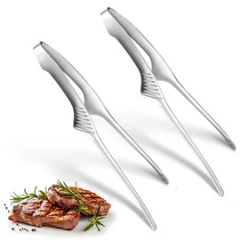 2 Pcs Korean BBQ Tongs Non-Slip Cooking Tongs Stainless Steel Kitchen Grill Food Tong Cooking Utensils for Camping Barbecue Buffet Home Outdoor Steak Food