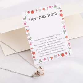 MYOSPARK Apology Gifts I'm Sorry Gifts for Her Interlocking Heart Necklace Forgiveness Gift Apologize Gift for Wife, Girlfriend, Soulmate (UK Truly Sorry NL)