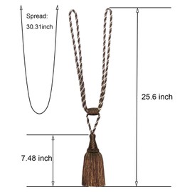 Fenghuangwu - Alzapaños de cortina hechos a mano elegante con borla para decoración del hogar y la oficina (2 unidades), Café oscuro