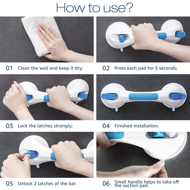 TAILI Shower Grab Bar for Shower, Suction Cup Grab Handles