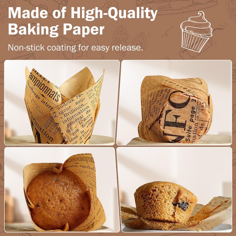 200 pezzi di pirottini di carta per muffin Tulipani