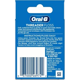 Oral-B Threader Floss, 30-Count: 6 envelopes of 5 threaders (Value Pack of 3) | Oral-B