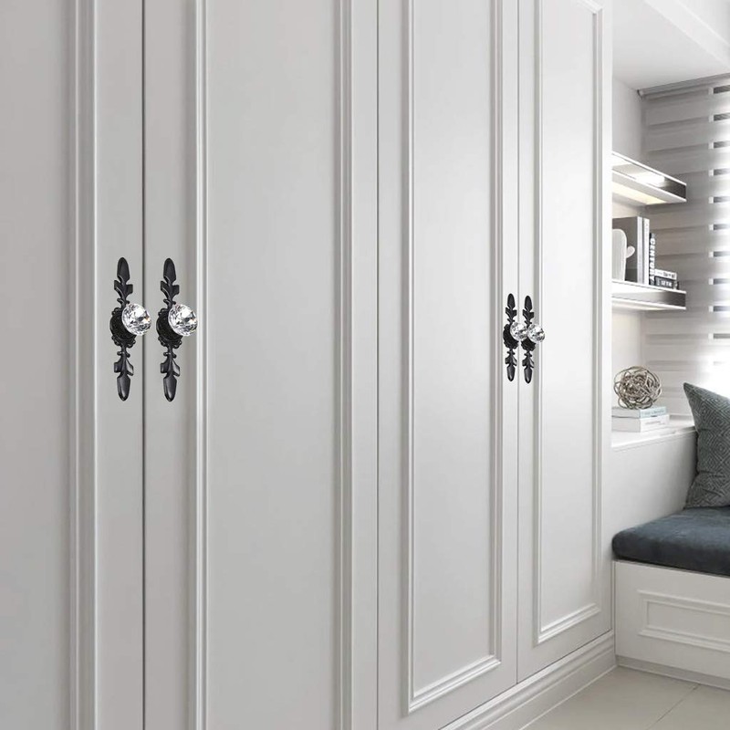 ESreake Drawer Dresser Knobs Pull Handles,Large Size Black Diamond Clear