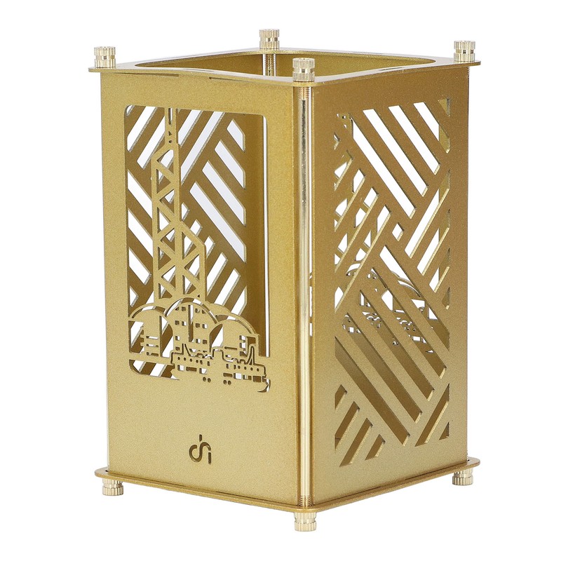 3set Pen Holder Golden Appearance Electroplating Quadrate Educational DIY Assembly