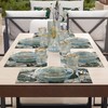 MARBLELIZED - Washable American Placemats, Emerald Marble Effect Fabric Placemats,