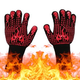 Barbecue Gloves, Heat Resistant up to 800°C, Oven Gloves, Oven Gloves, Fireproof Gloves, BBQ Gloves, Cooking Gloves, Baking Gloves, Oven Gloves (Black1)