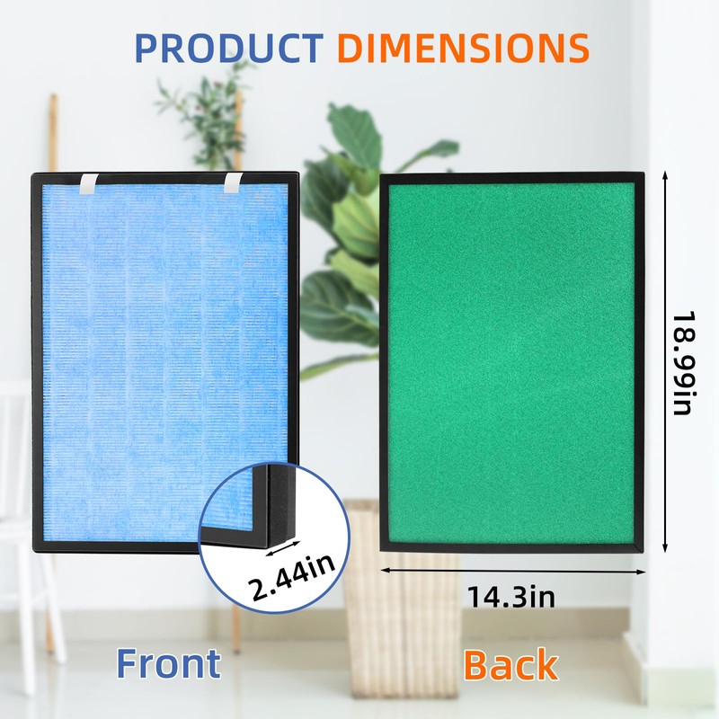 HSP002 True HEPA Filter Replacements for Air Purifier Filters HSP002,3