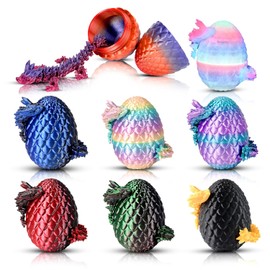 8pcs 3D Printed Dragon Eggs with Dragons Inside, Articulated Fidget Toys Set, 3D Dragon Figurines for Kids Goodie Bag Stuffers, Classroom Prizes, Birthday Party Favors, Collectible Gifts
