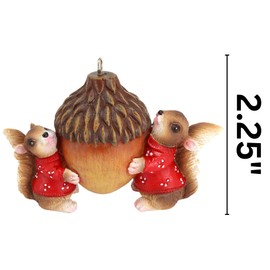 Festive Christmas Ornament, Squirrels in Sweaters Holding Acorn, Woodland Themed Holiday Decoration, 2.25 Inches