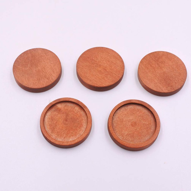EXCEART Cabochon Pedestal, Wooden Brooch Pin, Meal Plate, Round Plate,