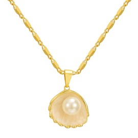 Evry Jewels Meribella Necklace – Reversible Shell Charm Necklace – Beachy Vibes Jewelry for Women – Perfect for Summer:_Mother of Pearl_Gold Stainless Steel WATERPROOF
