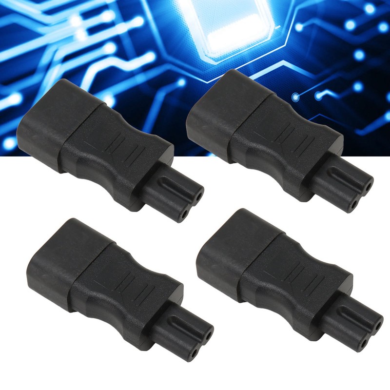 4Pcs IEC320 C14 to IEC320 C7 Power Adapter Universal Black