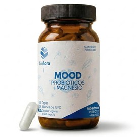 Bioflora Mood Probióticos y Prebióticos + Citrato y Glicinato de Magnesio, 35 Cápsulas Veganas de 550 mg c/u, contiene 8 diferentes Cepas y15 Billones