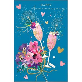 Anniversary Card - Contemporary Floral Design - Special Finishes and Embellishments - Made in the UK - Eco-Friendly