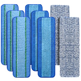 8 Pack Mop Pads Replacement for Bona Family of Mops, Washable & Reusable Microfiber Cleaning Pad for Hardwood and Multi-Surface (3 Deep Clean Pads + 3 Microfiber Cleaning Pads + 2 Dusting Pads)