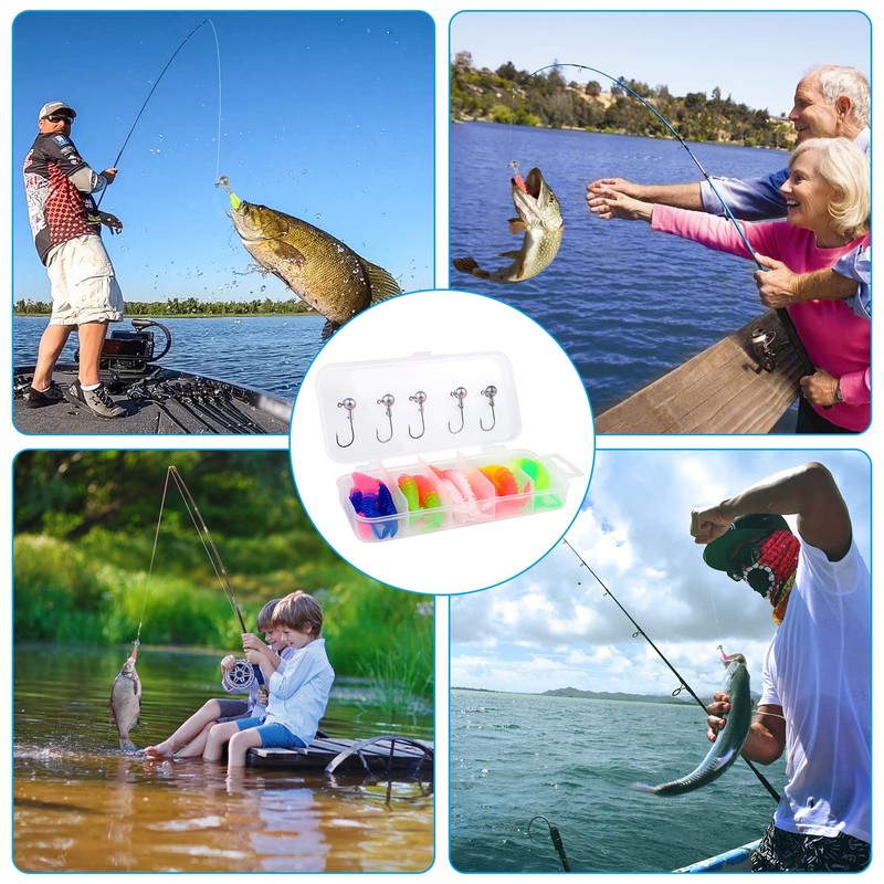 Leeko Rubber fish, worm artificial bait set, rubber bait with