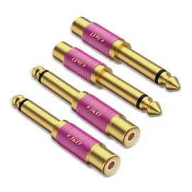 J&D RCA to 1/4 Audio Adapter 4-Pack, 6.35mm Mono Plug Male to RCA Female Connector, Gold-Plated Guitar Connectors, Red