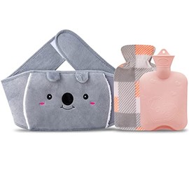 Hot Water Bottle Rubber Warm Water Bag with Soft Waist Cover,Hot Water Bag for Neck and Shoulder, Back, Legs,Waist Warm (Pink-Heart)