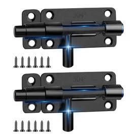 Door Bolt Stainless Steel, Pack of 2 Bolt Bolt Door with 12 Screws, 4 Inch Sliding Lock, Locking Bolt Latch, Silver Black Sliding Bolt (Black)