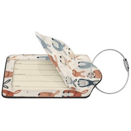 Buyidec 2 Pack Cartoon Childish Bunny Rabbits Luggage Tags for Suitcases, Leather Baggage Tag with Loop, Funny Cool Name Id Card Cover Travel Bag Labels Set for Women Men Boys Girls Kids