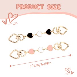 Benaewa 2 Pcs Bag Extender Chain, Heart Shape Purse Strap Charms, Replacement Accessory for Handbag Making (Black Pink)