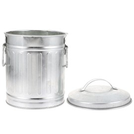 Cabilock Galvanized Trash Can Bucket with Lid Mini Desktop Wastebasket Rubbish Bin Garbage Waste Basket Vintage Farmhouse Metal Utility Pail Flower Pot Pen Pencil Holder