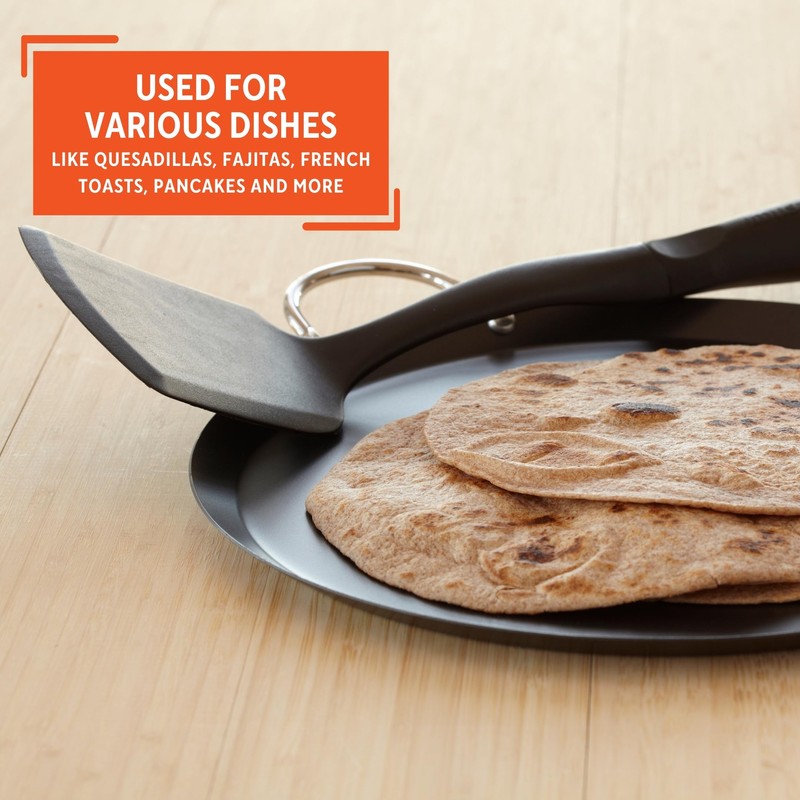 IMUSA 9in Carbon Steel Nonstick Round Comal with Metal Handles,