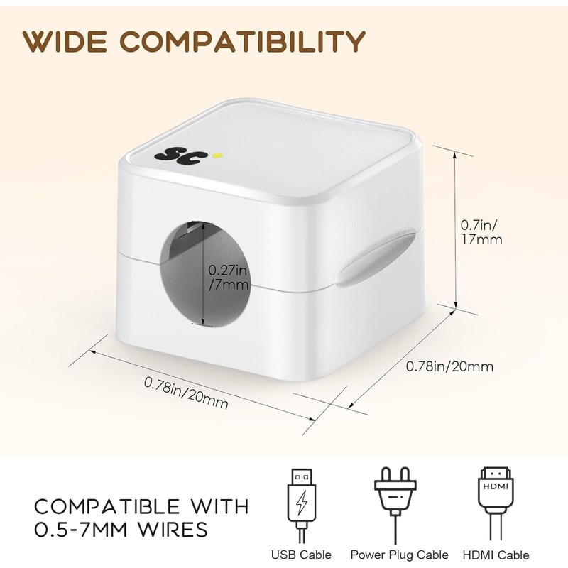 SC+ 6 Pack Magnetic Cable Clips • Cord Holder Under