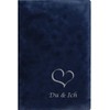 You & Me Family Book Blue Velour Heart Embossing Silver